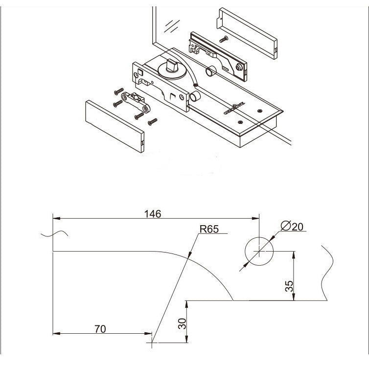 Upper and Lower Door clips for PDLC Films on Commercial Glass Doors