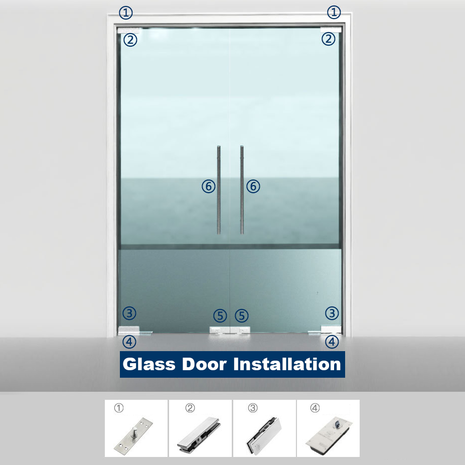 Upper and Lower Door clips for PDLC Films on Commercial Glass Doors